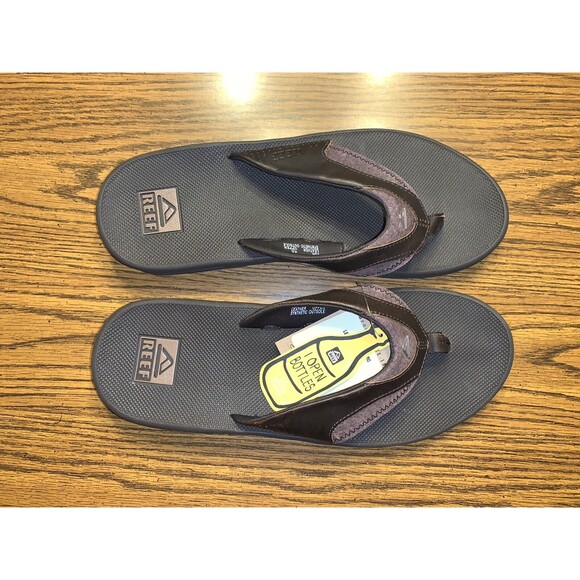 NWT Reef Fanning Leather Bottle Opener Flip Flops Size 8 Brown main image 5